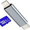 Kefiany Lettore di schede Micro SD Lettore di schede adattatore USB C per iPhone 17 16 15 14 13 12Pro Max compatibile con scheda Samsung S25 S24 sul telefono cellulare Lightning per lettore Apple scheda di