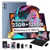 Dghrti Tablet 10 pollici Android 14, 22GB RAM+128GB ROM/TF 1TB, 8-core 2.0GHz, 8000mAh, UFS 2.1 Flash, Corpo in Metallo, 5G WiFi, BT5.0, 8+5MP, Widevine L1, Con Tastiera e Mouse, Gray