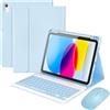 Bueuwe Custodia con Tastiera per iPad A16, 11ª Generazione 2025 / 10ª Generazione 2022 (11/10,9 Pollici), Tastiera Bluetooth Wireless Staccabile con Supporto per Apple Pencil,Mouse Bluetooth,Sky Blue