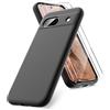 Vansdon Cover Compatibile con Google Pixel 8a, 2 Pellicola Protettiva in Vetro Temperato, Gomma Gel di Silicone Liquida Antiurto Custodia - Nero