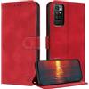 ZONNAVI Cover per Xiaomi Redmi Note 11 4G / Note 11S, [Blocco RFID] Custodia a Libro in Pelle con Porta Carte, Flip Case Portafoglio Antiurto Cover per Redmi Note 11 4G / Note 11S (Rosso)