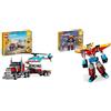 LEGO Creator 3 in 1 Autocarro con Elicottero, Giochi per Bambini e Bambine da 7 Anni & Creator 3 in 1 Super Robot, Set di Costruzioni in Mattoncini, Aereo e Drago Giocattolo