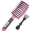 BellaLine Spazzola per capelli curvo anti-tiro, senza dolore, adatta per capelli bagnati e asciutti, leggera, impugnatura ergonomica, universale per tutti i tipi di capelli (rosa)
