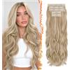 BARSDAR 60cm Sintetici Ondulati Chiaro Cenere Biondo Clip Extension Capelli | 5PCS Layered Soft Wave, Lace Weft, Setosi Morbide Voluminosi Leggeri, Easy Wear Confortevole Fit,Tangle-free Aspetto Naturale