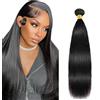 Hxxcoup Straight Bundles Human Hair #1B Natural Black Prolungamento Capelli Unprocessed Double Weft Weave Brazilian Remy Virgin Human Hair Extension 100g/bundle 20 Inch