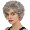 GNIMEGIL Parrucche corte e ricciolute da donna, color grigio argento