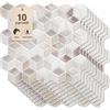 BAKAJI Set 10 Pannelli Adesivi Piastrelle per Muro Parete 30.5cm Decorazione Geometrica