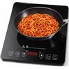 BAKAJI Piastra Fornello Elettrico a Induzione 1 Fuoco per Cucina Cottura Omogenea 2000W