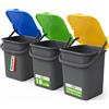 BAKAJI Set 3 Pattumiere Premi' 18L con Apertura Push Raccolta Differenziata 32×29×34 cm