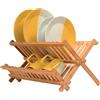 BAKAJI Scolapiatti pieghevole in bambu Cola Piatti Scola Stoviglie legno Naturale 44x33