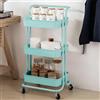 BAKAJI Carrello Trolley Cucina in Metallo 3 Ripiani 43x36x85 4 Ruote Salvaspazio Blu