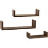 BAKAJI Set 3 Mensole da Parete Moderne Design con Bordi Mensola Scaffale Legno Noce