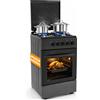 BAKAJI Cucina a Gas Piano Cottura a 4 Fuochi da Esterno Forno Cucinino Nero 86x50cm