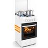 BAKAJI Cucina a Gas Piano Cottura a 4 Fuochi da Esterno Forno Cucinino Bianco 86x50cm