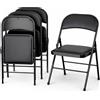 Shally Dogan Set 4 Sedie Nere in Metallo e Seduta in Ecopelle Imbottita Sedia Ergonomica