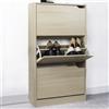 BAKAJI Scarpiera 3 Ante Ripiani Doppia Profondità Porta Scarpe Colore Olmo 63x24x115cm