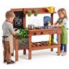COSTWAY Cucina Giocattolo per Bambini, in Legno, per Bambini 3+ Anni | Cucinetta da Esterno con Fioriera, Lavagna, Rubinetto e Serbatoio, Cucina da Fango Interattiva con Accessori per Giardinaggi