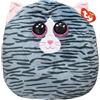Ty - Morbido Peluche Cuscino - Squish a Boos - Gatto - Grigio - Kiki - Gattino con occhioni rosa glitter - Ottima idea regalo per grandi e bambini - Ideale per ogni occasione -33 cm- 39190
