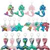 Heqishun 20 Pezzi di Portachiavi con Paillette Riflettenti di Doppia Faccia Reversibile nella Forma di Sirena Stella Delfino Coda di Sirena Bomboniere Favori di Festa Regali per Feste di Compleanno per Bambini