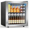 Electactic - refrigeratore per 48 lattine, 12 bottiglie di refrigeratore per vino con porta in vetro e acciaio inossidabile senza cuciture, display digitale della temperatura, mini frigorifero