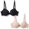Amazon Essentials Reggiseno a Mezza Coppa in Microfibra Donna, Confezione da 2, Nero/Petalo Chiaro, 1C