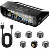 LETOURWM Sistema di monitoraggio della pressione dei pneumatici per camper, TPMS 2025, con 6 sensori, carica solare e display LCD a colori USB di tipo C, gamma 0-9,9 bar/144 psi, 6 modalità di allarme per