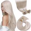 LaaVoo Extension Capelli Veri Cheratina Biondo Platinum 55cm 50g 50 Ciocche, K Tip Pre Bonded, Leggeri e Invisibili, Comodi da Indossare, per Feste e Cerimonie #60
