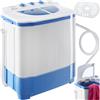 tectake® Mini Lavatrice con Centrifuga Mulifunzione 2 in 1, Lavatrice Portatile da 4,5 kg, Lavabiancheria portatile con Timer, 2 Funzioni di Lavaggio, Ideale per Campeggio o Piccoli Ambienti - Bianco