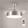 M Mimotec- Ventilatore da Soffitto LED Messe Nichel 72W con Luce CCT Regolabile e Intensità Variabile, Motore DC Silenzioso, 6 Velocità, 4 Pale Retrattili, Timer, Telecomando