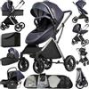 Magic ZC Passeggino 4 in 1, Passeggino Trio con Spinta Reversibile a Due Vie, Trio Neonati con Accessori, Carrozzina per Neonati con Design Portatile Pieghevole Un Clic (688 Blue)