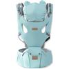 SONARIN Multifunzionale 3 in 1 Marsupio Neonati con Sedile,Portantina Ergonomico Traspirante Porta Bambino Fascia Porta Bebè Multi-Posizioni per Neonati Bambini 0-36 Mesi(Azzurro)