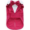 DOTEYAYP Smoking in velluto per cuccioli, con papillon staccabile, per ballo di fine anno, matrimonio, costume formale da principe per cani (S, rosa)