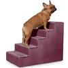 Velora Home&Living VELORA H&L Scala per Cani 5 Gradini Viola - Struttura in Legno Robusta, Rivestimento in Velluto, Scaletta Antiscivolo per Cani e Gatti, Accesso a Divano e Letto, Portata fino a 80 kg