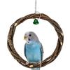 GORGECRAFT Anello Trespolo In Legno Naturale Uccelli Gabbia Uccelli Supporto Mordere Trespolo Sospeso Anelli Altalena con Campanella In Ferro Argentato e Catena Pappagalli Parrocchetti Calopsitte