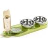 Marchul Set di ciotole 3 in 1 per gatti, cibo e acqua, con ciotole rialzate in acciaio inox e dispenser automatico di acqua, stazione di alimentazione a 3 ciotole inclinate per gatti da appartamento