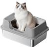 GarveeHome Lettiera Igienica Gatti Dimensione Extra Grande Acciaio Inossidabile Struttura Semi Chiusa Pareti Elevate Prevengono Fuga Della Sabbia Superficie Antiscivolo Inodore Semplice Pulire Fornita Paletta