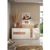 REDÒKASA Madia 4 ante Bianco/Cadiz Linea ISCHIA L 210 x H 84 x P 44, realizzato in legno 100% MADE IN ITALY, design moderno per cucina, sala da pranzo, soggiorno (Bianco/Cadiz)