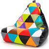 Ecopuf - Pouf Poltrona Sacco PATCHWORK Ecopelle KEIKO Taglia S/M - Puffo per Sedersi - Pouf Sacco Antistrappo Antimacchia - Poltrona Sacco Pouf con Maniglia - Base NeraNero E14