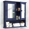 UYIHOME Armadietto da bagno con specchio, armadio a sospensione con 2 ante a specchio e scomparto aperto, in legno, 13 x 56 x 58 cm, bianco (blu)