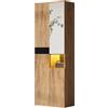 Senmate Armadio Alto con Specchio Pieno Figura, 4 Ante, 12 Scomparti, con Vano Aperto, per Camera da Letto e Ingresso, Design Moderno, Nero e Naturale, 65x35x190 cm