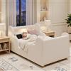 TOBIDOEN Lettino per bambini, 90 x 200 cm, letto imbottito con protezione completa, rivestimento in morbido bouclé, scomparti portaoggetti, piedini in legno massiccio e design ispirato alle nuvole