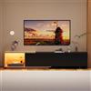 EZSSW Mobile TV Lowboard allungabile 163-240 cm con LED, mobile TV nero lucido e effetto legno, con 3 cassetti, gestione dei cavi, per TV fino a 80 pollici (240 × 38 × 44 cm)