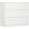HOMCOM Cassettiera Camera da Letto 3 Cassetti in Legno 80x39x73 cm Bianco | Como Camera da Letto Senza Maniglie, Cassettiera Salvaspazio, per Ingresso, Soggiorno, Sala da Pranzo, Corridoio