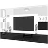B BELINI GROUP Belini Milano 3 Parete Attrezzata Mobile TV 300cm Nero Lucido/Bianco Lucido