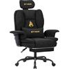 Symino Sedia Gaming con Poggiapiedi, Reclinabile 150°, Braccioli Regolabili in Altezza, Rivestimento in Similpelle, Portata 150 kg