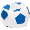 Ecopuf Pouf Calcio M - Pouf calcio in similpelle - Ideale per tifosi - soggiorno - bambini - Poltrona da gioco - 65x45cm, Azzurro E10