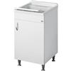 Negrari Eco Lavatoio Bianco Misura 45x50 L45 P50 H85CM Lavapanni Interno Bagno Lavanderia Base Mobile Nobilitato Idrofugo Legno Lavabo Plastica Asse Piedini Ante Battenti Economico Qualità Medio Alta