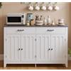 Blishom Credenza Cucina,Mobile da Cucina con Piano, con 4 Doors and 2 Drawers,per Soggiorno, Cucina, Sala da Pranzo,140 x 40 x 89CM,Grigio