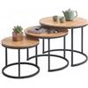 Liink1Ga Set di 3 Tavolino Divano Salotto Rotondo Impilabili 70CM(Quercia Finta) | 70x70CM Tavolo da Letto Tavolino Caffè Tavolini Moderno per Soggiorno Camera Letto Balcone Giardino Ufficio