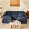 Litbird Divano Angolare Modulare 3 Posti 265 cm, 5 Moduli, Ciniglia, Blu navy
